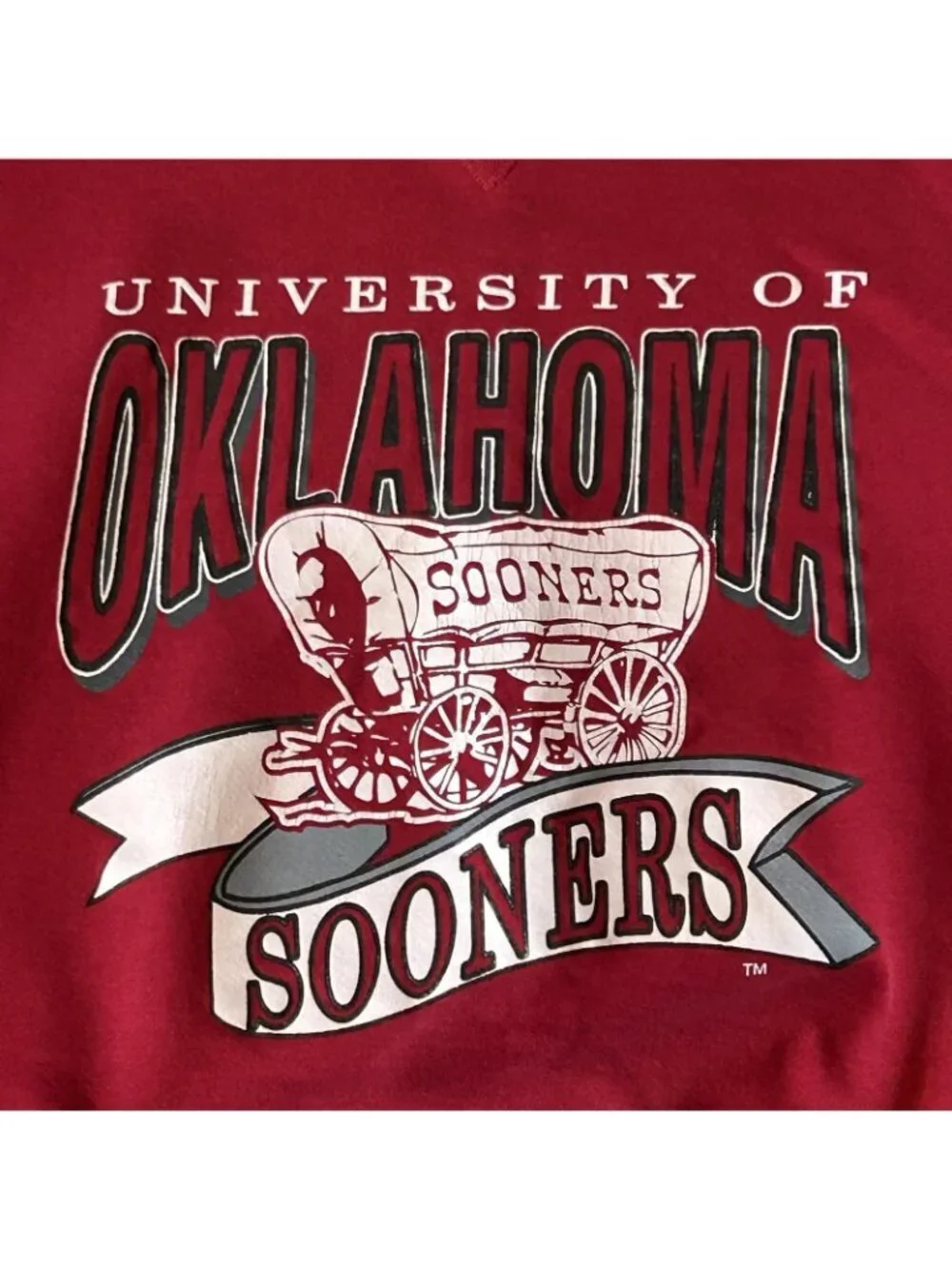 Vintage Oklahoma Sooners Sweatshirt Adult Large Red NCAA Football Russell 90s